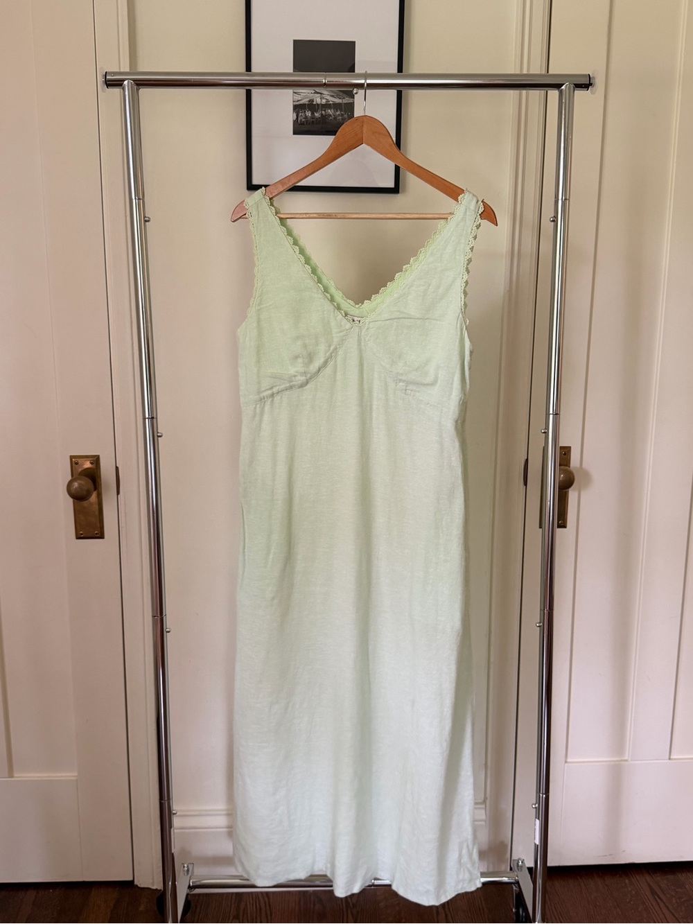 Light Pistachio Green Women's Soft V-Neck Dress